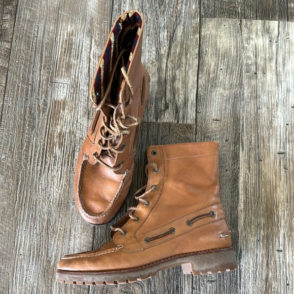 SPERRY TOP SIDER WOMEN BROWN CANVAN AVON ANKLE BOOTS SIZE 6.5M - Picture 3 of 9